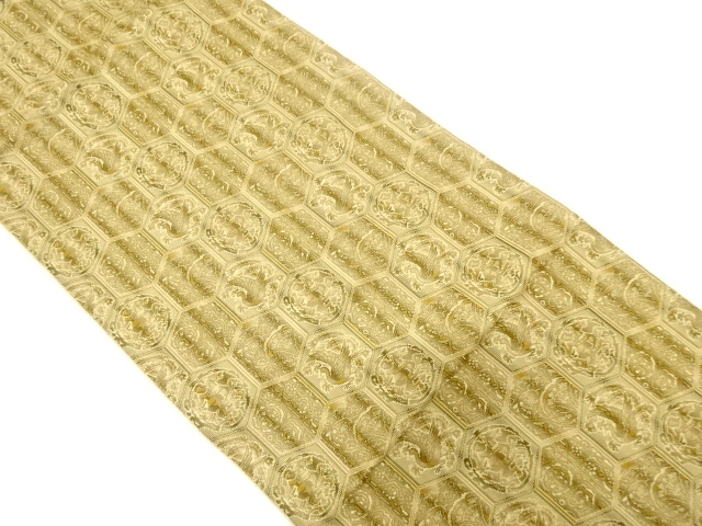 亀甲に鳳凰・花更紗模様織り出し名古屋帯